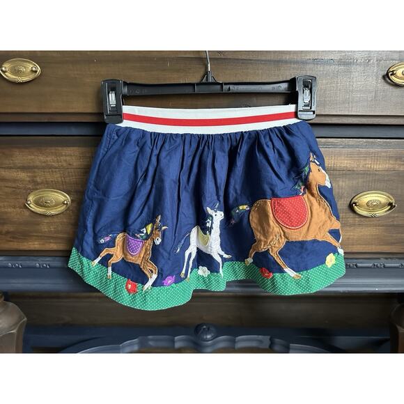Mini Boden Other - EUC MINI BODEN Kids' Horse Applique Skirt In College Navy Horse Sz 4-5